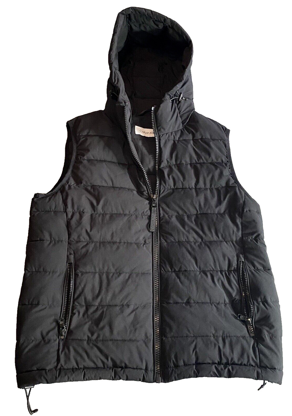 Calvin Klein Womens Puffer Vest Jacket Size Medium Full Zip Sorona Aura Black